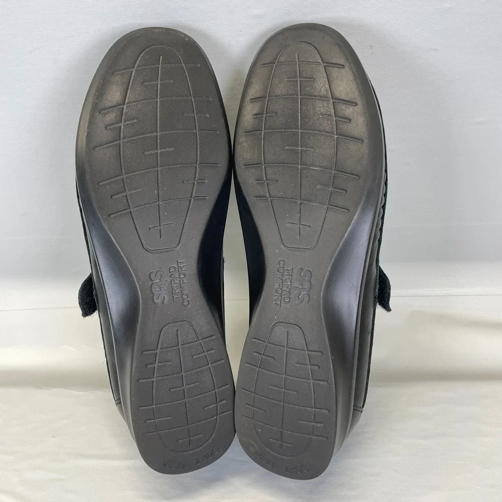 SAS Roamer Shoes Womens Size 9.5 M Black Leather Tripad Comfort Casual Sandals
